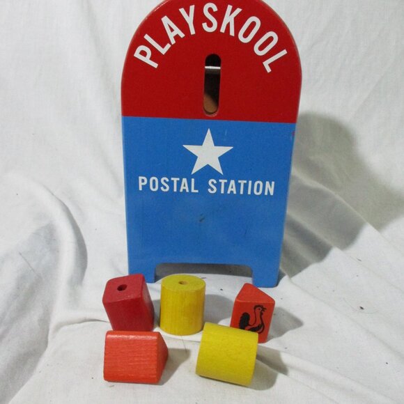 Vintage PLAYSKOOL U.S. MAIL POSTAL STATION Set Blocks Mailbox Toy Toddler Presch - Picture 4 of 6